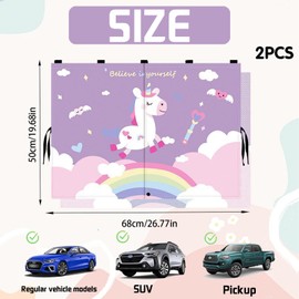 Pack of 1/2 Sun Protection Car Baby, 68 x 50 cm, Double Layer Magnetic Unicorn Sun Protection, Car Curtain, Children, Curtain Magnetic for UV Protection, Heat Protection, Children, Side Window, Rear
