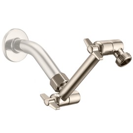 5 Inch Adjustable Shower Head Extension Arm With Locking Set Screw, Singing Rain Brass Nickel Brushed Angle Height Adjustable, Easy To Install, G1/2 Universal Connector Compatible (Nickel Brushed)