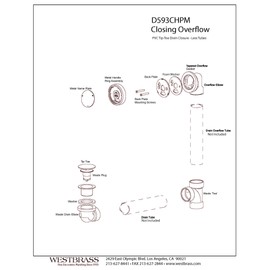 Westbrass Deep Soak Closing Overflow Plumber's Pack with Sch. 40 PVC Elbows and Tee, with an ADA aprroved Tip-Toe Drain, Polished Chrome, D593CHPM-26