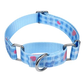 Mikivery Martingale Dogs Collar Plaid 1 inch Sturdy Slip Metal Buckle Collars Cute for Medium and Large Breed for Walking Training Outdoor Daily Use