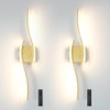 Battery Operated Wall Sconce Set of 2, Gold USB Rechargeable
