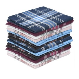 12pcs Men's Handkerchiefs,37x37cm Square Large Cotton Gents Hankies Set,Soft Gents Hankies,Men's Stripe Checkered Pattern Handkerchiefs Pocket Square Hankies for Grooms,Weddings,Prom,Celebration,Party