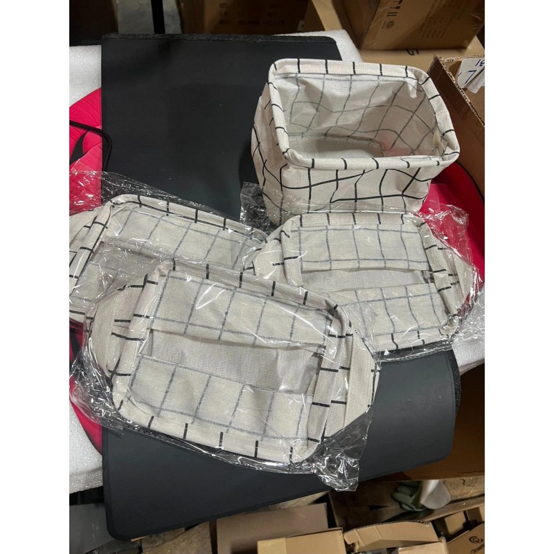 Essentials 4 Pack Storage Baskets Bins Cabinet Fabric Container Basket