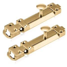 XFORT® 2 Pack Polished Brass Door Bolt, Surface Mounted Sliding Door Lock, Durable Door Lock Bolts Ideal for Securing Internal Doors for Bedrooms, Bathrooms, Cupboards and Storage Units (150mm)