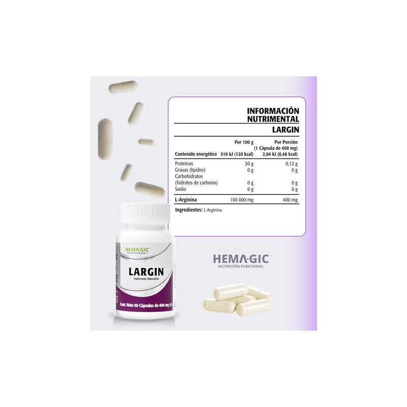 LARGIN L-Arginina Pura - Suplemento Alimenticio