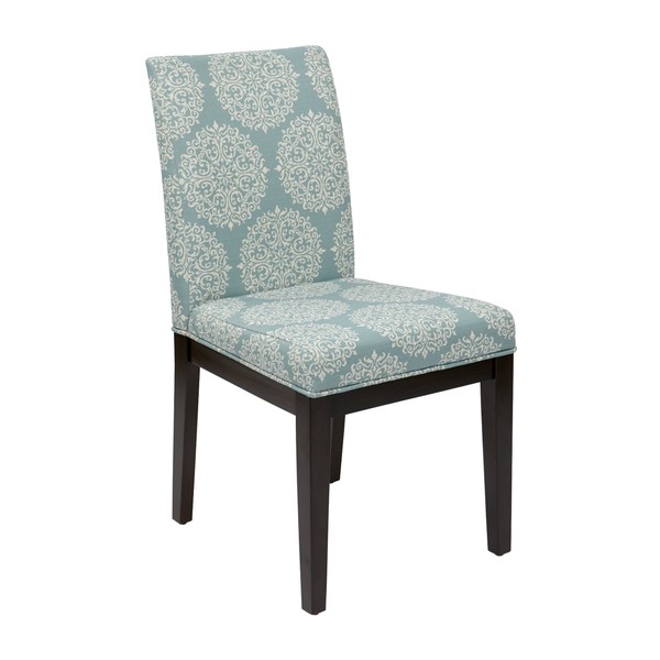 OSP Home Furnishings Dakota Upholstered Parsons Chair with Espresso Finish Wood Legs, Gabrielle Sky