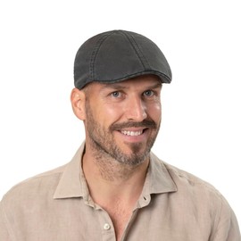 Stetson Texas Organic Cotton Flat Cap Men's - Sustainable Flat Cap with Organic Cotton - Flat Cap with UV Protection (40+) - Men's Cap Spring/Summer - Peaked Cap, White