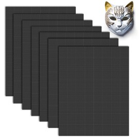 7 Sheets Fursuit Eye Mesh Waterproof Printable PVC Plastic Mask Eyes Fabric for Furry Cosplay Props Fursuits Sculpting Handicrafts Making Home Decor DIY 11.8" x 7.87" Black