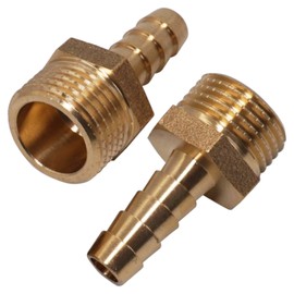 SKIR'CO Male Thread Barb Brass Fitting 1/2 Inch x 10 mm, Hose Barb Adapter, Hose Tail Connector, BSP Thread, Pack of 2
