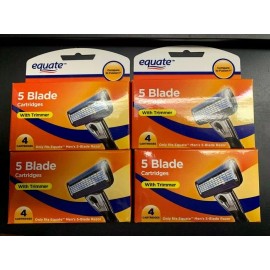 EQUATE 4x Equate Shave 5-Blade W/Trimmer 4 Cartridges Each for Men Total 16 Cartridges
