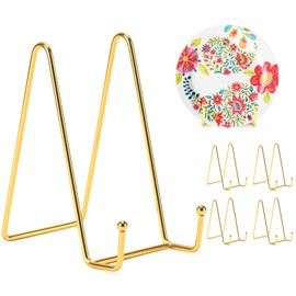 Kruodop 6 Inch Plate Stands for Display, 5 Pack Plate Holder Display Stand, Gold Metal Frame Easel Holder Stand for Pictures,Book, Photo, Decorative Plate