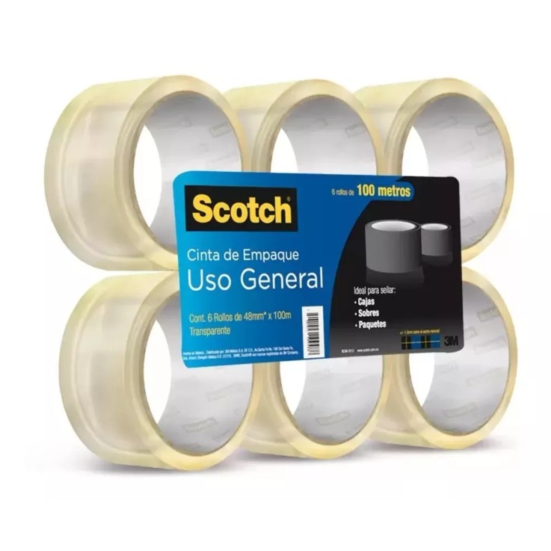 Corp.Res Electronics Paquete 6 Cinta Adhesiva 48mm X 100m Transparente