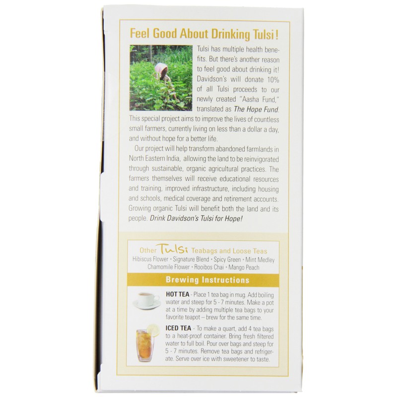 Davidson's Organics, Tulsi Ginger Lemon, 25-count Tea Bags, Pack of
