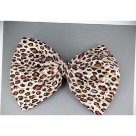 Perfect Hairstyle with Our Hair Accessories - Brown Black Leopard Fabric Big Huge Bow 7" Wide Barrette Hair Gator Clip Fashionable Hair Accessory Hair Jewelry Accessories for Lady Women
