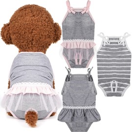 3 Pieces Reusable Dog Diapers Female Dog Period Diapers Washable Puppy Sanitary Panties with Adjustable Suspender Pet Underwear Jumpsuits for Female Doggy Doggie Puppy(L)