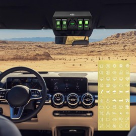 4 Gang Rocker Switch Box Aluminum 12v Switch Panel SPST ON Off Switch PD Type C and QC 3.0 USB Charger Voltmeter Waterproof Toggle Switch Panel DIY Stickers for Boats Cars RVs Trucks