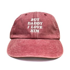 Outsdr Unisex But Daddy I Love Him Washed Embroidered Dad Baseball Cap - Red