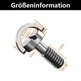 Pack of 2 1/4 Inch Screws, Inch Screws for Tripods, 1/4 Inch Screw Camera, Camera Screw, Stainless Steel, for Camera Screw, Monopod, Tripod, Quick Release Plate
