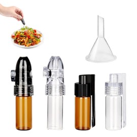 Pack of 5 Spice Powder Tool, Includes 2 Spice Powder Dispenser Tools, 2 Storage Bottles with Spoon, 1 Mini Funnel, Brown and White Spice Dispenser, Portable Kitchen Utensils