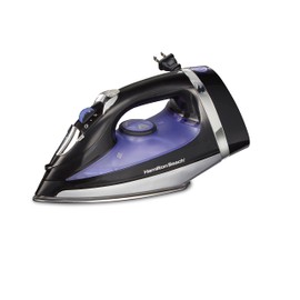 Hamilton Beach Steam Iron for Clothes & Garment Steamer with Smooth Press Stainless Steel Soleplate, 1200 Watts, 8’ Retractable Cord, Black (14214)