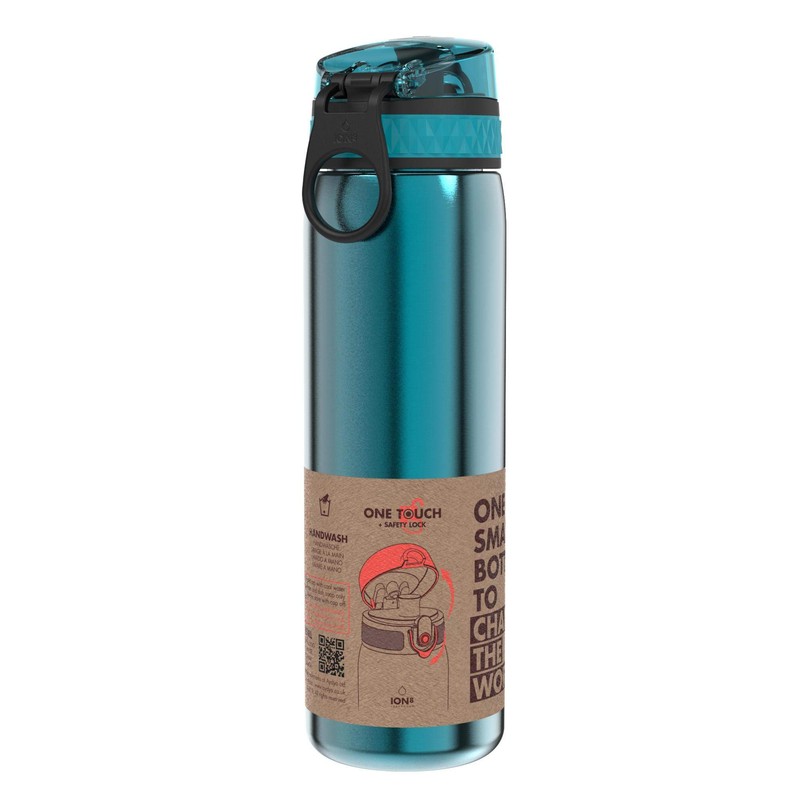 Ion8 Leak Proof Slim Water Bottle, Stainless Steel, 600ml (20oz),