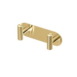 Gatco 1291B Modern Decor Wall Hook. Coat Hat Towel Robe Hook. for Entryway, Living, Kitchen, Bathroom, Bedroom. 2-Hook. Premium Brass.