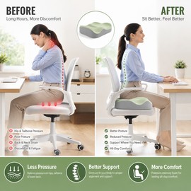 Memory Foam Seat Cushion for Office Chairs – 3D Ergonomic Support Pad for Car, Desk & Dining Seats