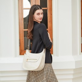 Crossbody Bag for Women Leather Hobo Handbags Purse Fashion Shoulder Bag (White(2055))