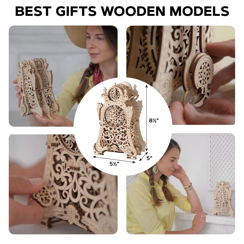WOODEN.CITY Magic Clock 3D Wooden Puzzle for Adults – Mechanical
