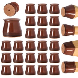 24 Pcs Brown Chair Leg Floor Protectors, Furniture Felt Pads Silicone Covers caps for Chairs,Chair Leg Protectors for Hardwood Floors (Large fit:1.3''-2'')