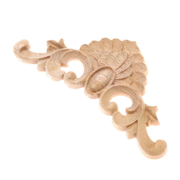 MUXSAM 4Pcs Wood Carved Applique Decorative Mouldings Wooden Corner Onlay