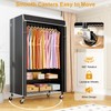 ULIFHOME P6C Rolling Clothes Rack with Cover, Covered Clothing Racks