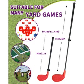 KOFULL Golf Club with Oversize Club Head for Golf Game Buckets, Club Length Adjustable for Backyard Golf Game, Yard Golf Club for Adults Junior Family, Hitting Plastic Foam Balls in Grass, 36", Red