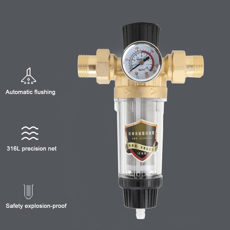 NICCOO Pre-filter, backwash filter, water filter, 40μm descaling water filter,