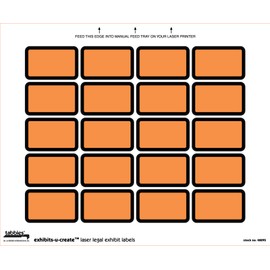 Tabbies Legal Exhibits-U-Create 1-5/8"W x 1"H Labels, 8-1/2"W x 7"H Sheet, 240 Labels/Pack (48090), Orange