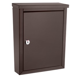 Architectural Mailboxes Chelsea™ Locking, Vertical Wall-Mounted Mailbox for Outside, Metal Galvanized Steel Small Mail Box with Lock and Key Drop Box, Rubbed Bronze