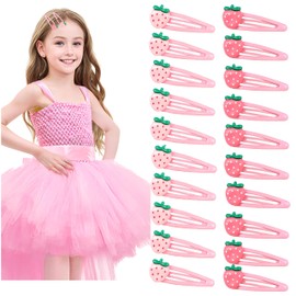 Denipry Strawberry Hair Clips -20PCS Pink Metal Snap Fruit Hair Clips Y2K Hair Barrettes Cute Strawberry Accessories for Women and Girls