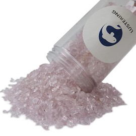 LUSTERING High Luster Crushed Glass Glitter, Broken Glass,Gems for Fire Pit, Crafts DIY Epoxy Resin Art, Geode Painting,Vase Filler,Aquarium Garden Decoration, 3-6mm, 454g (Pink)
