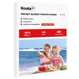 Koala Glossy Inkjet Photo Paper 4X6 Inches 48lb 100 Sheets Professional Glossy Photographic Paper Compatible with Inkjet Printer Use DYE INK 180GSM
