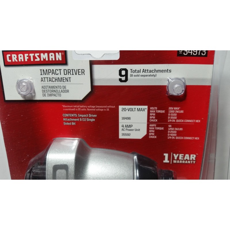 Craftsman Impact Driver Attachment for Bolt On System 937973 Attachment