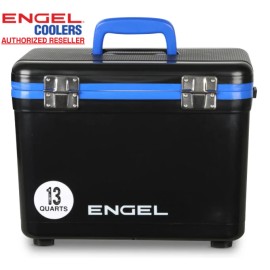 ENGEL 13QT Leak-Proof, Air Tight,  Hard Sided Cooler  / Lunchbox Black & Blue