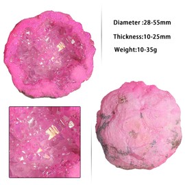 Nupuyai Titanium Coated Natural Rock Crystal Geode Druze Gemstone Rough Stone Crystal Cluster Quartz Geode Mineral Stone Specimen for Reiki Healing Stone House Feng Shui Decoration (10-35 g)