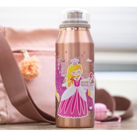 alfi KIDS ISO BOTTLE 350ml, fairytale princess, Isoliertrinkflasche Kinder Edelstahl, absolut dicht mit Drehverschluss, hält 12 Std. heiß, 24 Std. kalt, für Kohlensäure, ohne Fingerabdrücke, BPA-frei