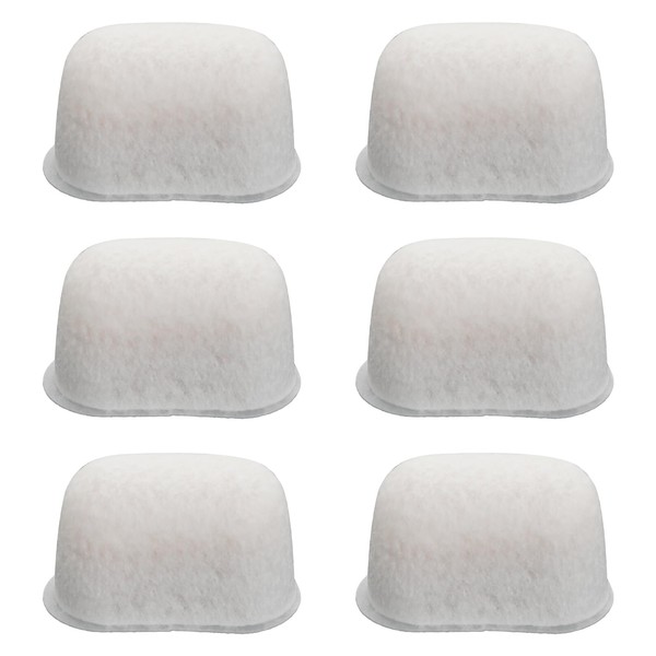6 Pack White Coffee Machine Water Filters, Charcoal Replacement Filters