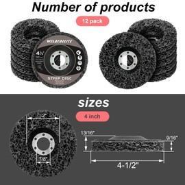 WelderElite 12-Pack 4-1/2" Paint Stripper Discs for Angle Grinder, Rust & Paint Removal Wheels for Metal and Wood – Black