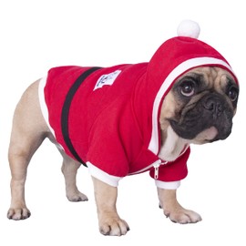 iChoue Santa Claus Father Christmas Dog Costumes Clothes Hoodies for French Bulldog Cold Weather Winter Coats Frenchie English Pug Pitbull Boston Terrier - Red/XXLarge