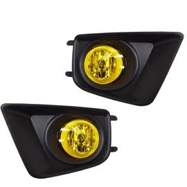 Silscvtt 2Pcs Fog Lights Assembly Replacement for 2012-2015 Toyota Tacoma Yellow Lens with Bulbs + Bezels + Harness Switch Kit Left+Right Side (Passenger & Driver Side)