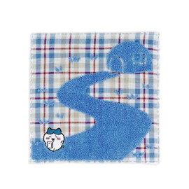Chiikawa 41-1030070 Checkered Towel Handkerchief, Blue, Gauze Pile, Cute, Approx. 9.8 x 9.8 inches (25 x 25 cm)
