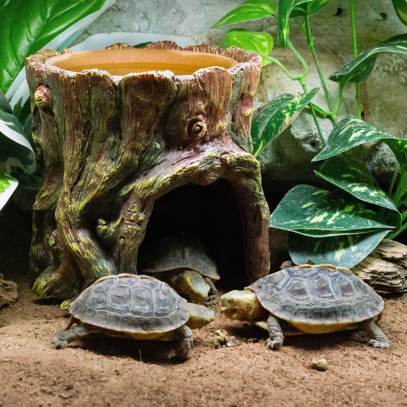 REPTIZOO Reptile Hide Cave Resin Moisture Keeping Reptile Cave with