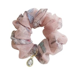 Elegant Floral Chiffon Hair Tie for Women – Soft and Stylish Scrunchie, Feminine Hair Accessory (1-Oil)